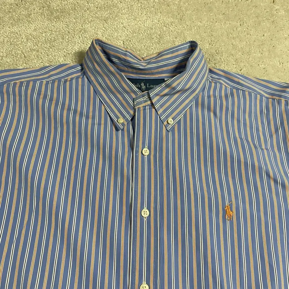 Polo Ralph Lauren Shirt Mens 2XL Striped Classic Fit Button Down Ivy Prep Preppy